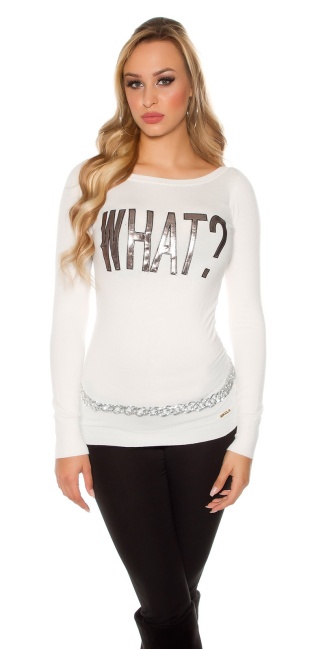 Trendy pullover WHAT? White
